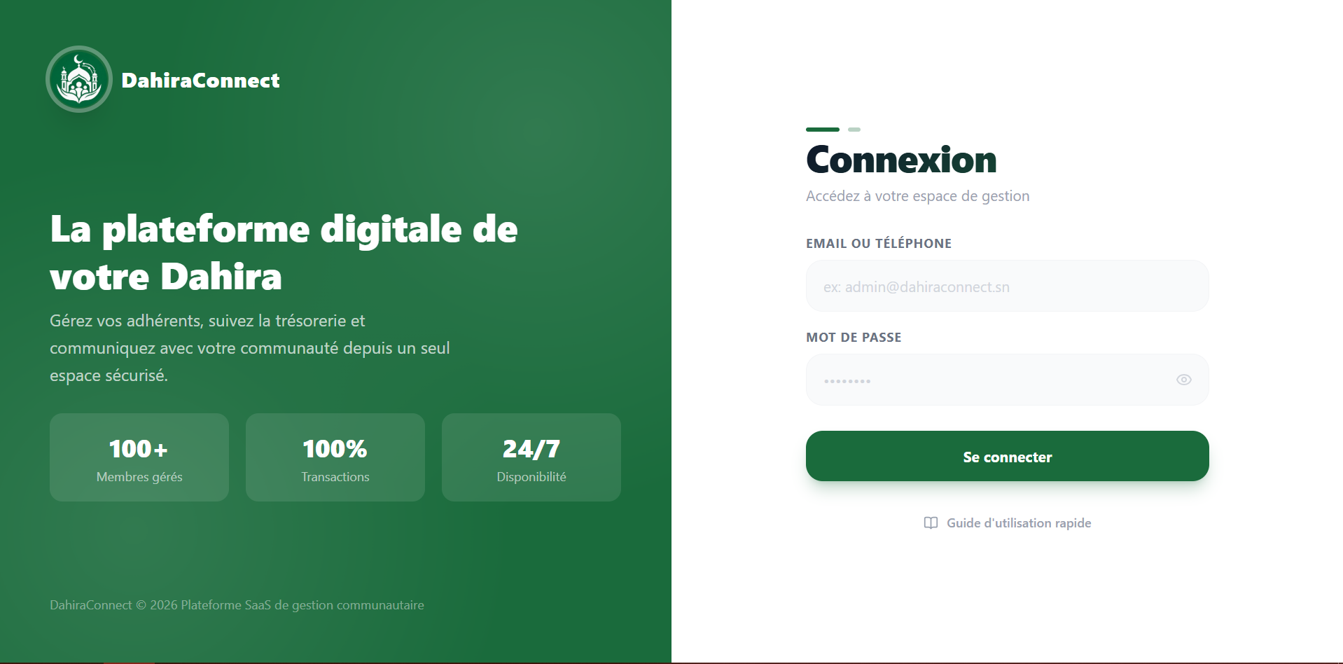 DahiraConnect - Page de connexion